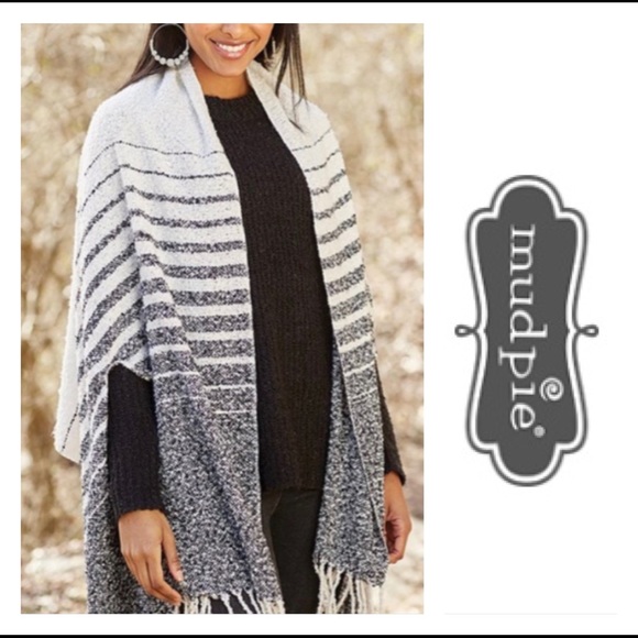 Mud Pie Sweaters - BLACK STRIPE LEXINGTON WRAP